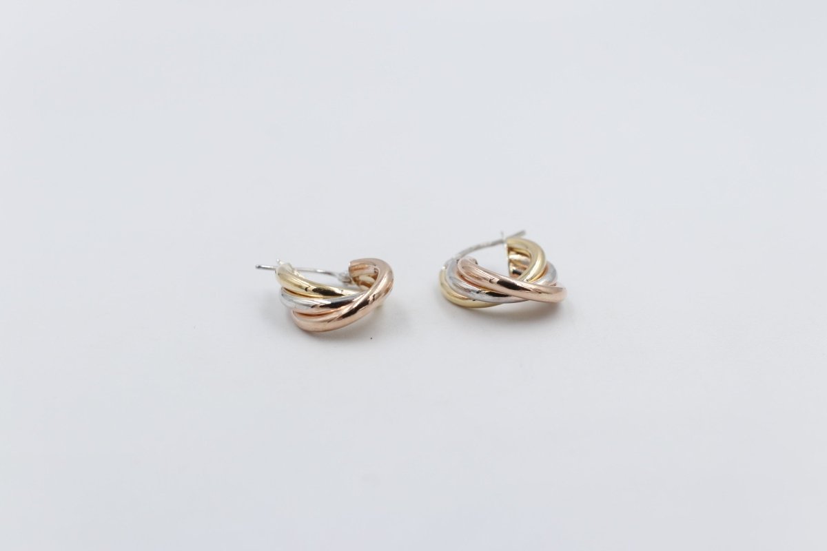 9ct Gold 3 tone crossover Earrings 10OBC698/9900