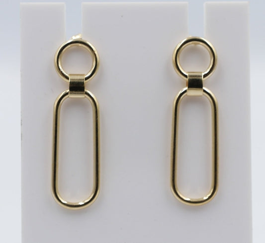 9ct Gold Paper clip design Drop Earrings 60HP888/8