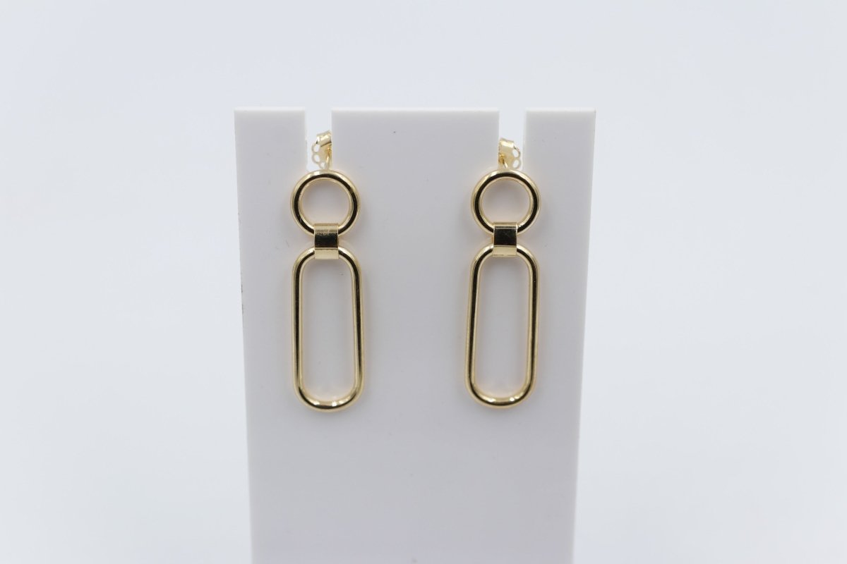 9ct Gold Paper clip design Drop Earrings 60HP888/8