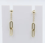 9ct Gold Paper clip design Drop Earrings OFY535/8