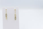 9ct Gold Paper clip design Drop Earrings OFY535/8