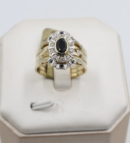 9ct Gold Trio Set with Sapphire and Diamond SYR1740