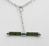 Stg Silver Set New Zealand Greenstone Fob Chain