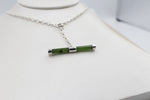 Stg Silver Set New Zealand Greenstone Fob Chain
