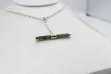 Stg Silver Set New Zealand Greenstone Fob Chain