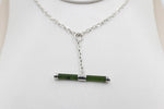 Stg Silver Set New Zealand Greenstone Fob Chain