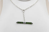 Stg Silver Set New Zealand Greenstone Fob Chain