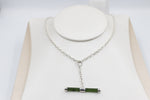 Stg Silver Set New Zealand Greenstone Fob Chain