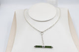 Stg Silver Set New Zealand Greenstone Fob Chain