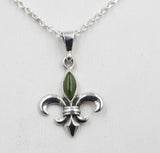 Stg Silver Set Pounamu Fleur de Lis Pendant