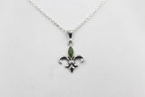 Stg Silver Set Pounamu Fleur de Lis Pendant