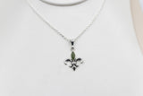 Stg Silver Set Pounamu Fleur de Lis Pendant