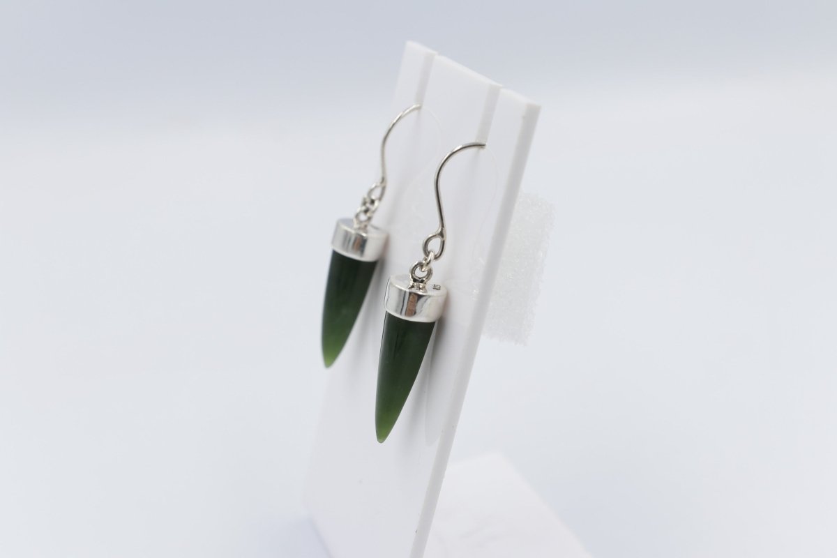 New Zealand Greenstone Small Point Earrings