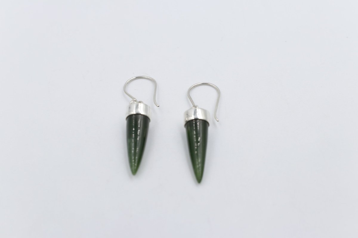 New Zealand Greenstone Small Point Earrings