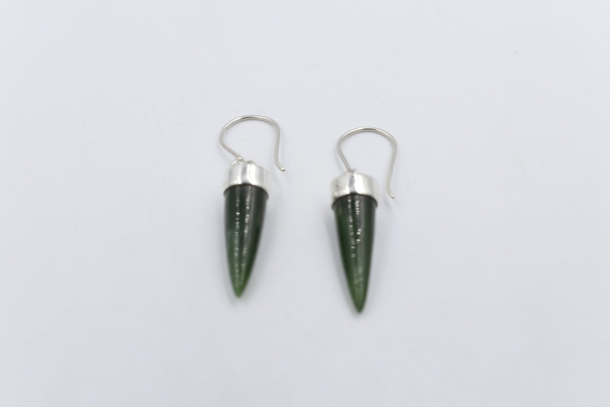 New Zealand Greenstone Small Point Earrings