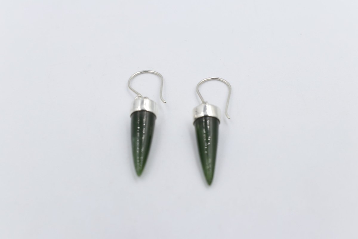 New Zealand Greenstone Small Point Earrings