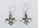 Stg Silver Set Pounamu Fleur de Lis Earrings