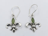 Stg Silver Set Pounamu Fleur de Lis Earrings
