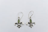 Stg Silver Set Pounamu Fleur de Lis Earrings
