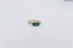 9ct Gold 3 stone Genuine Emerald & Diamond ring SYR2991