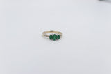 9ct Gold 3 stone Genuine Emerald & Diamond ring SYR2991