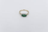 9ct Gold 3 stone Genuine Emerald & Diamond ring SYR2991