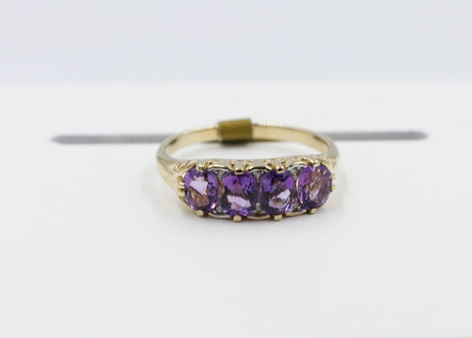 9ct Gold Amethyst & Diamond ring SYR7993