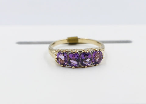 9ct Gold Amethyst & Diamond ring SYR7993