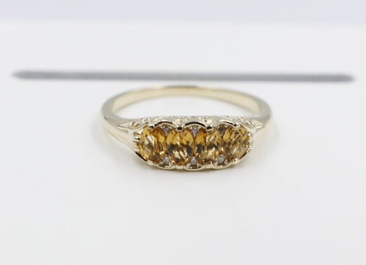 9ct Gold Citrine & Diamond ring SYR7987C
