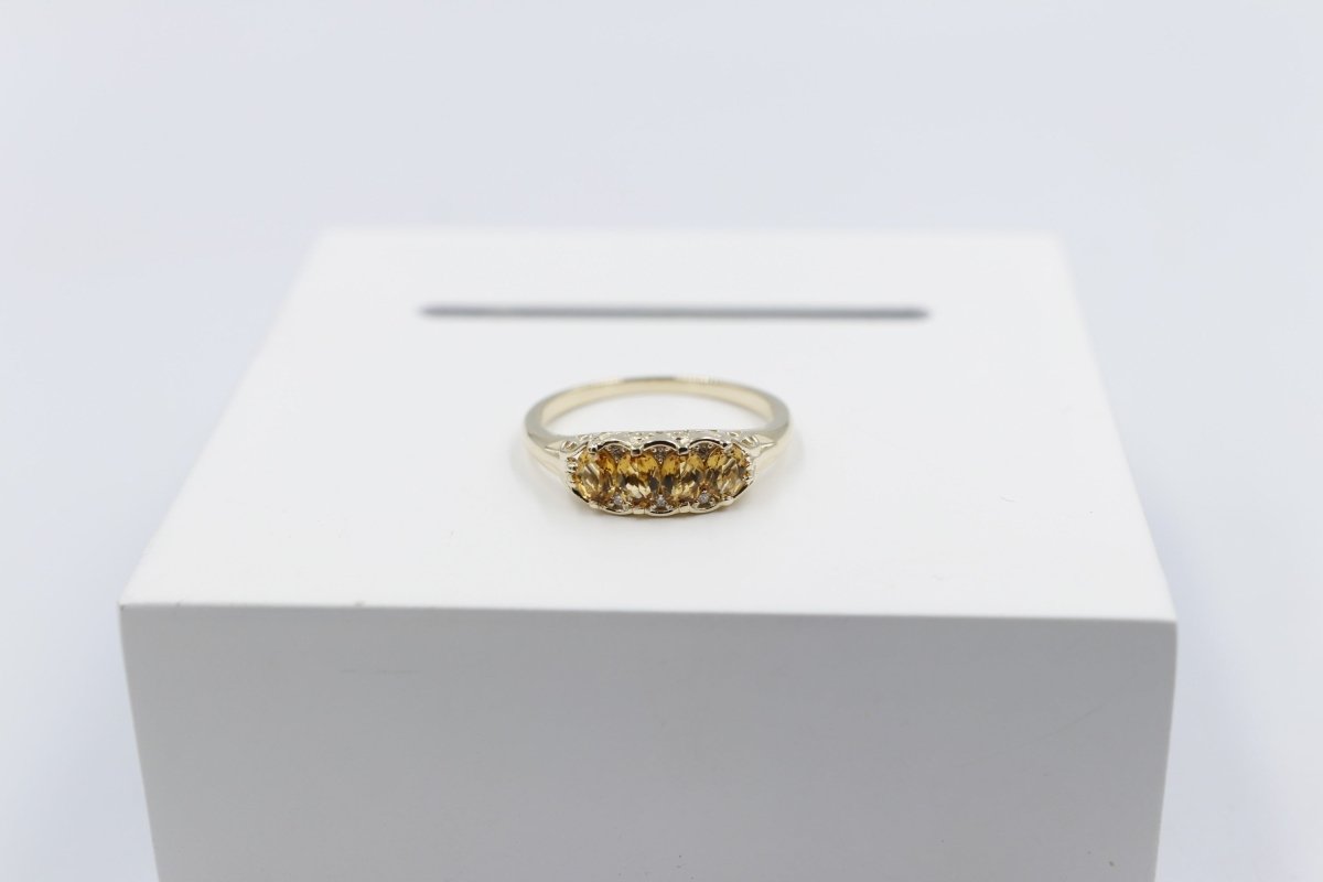 9ct Gold Citrine & Diamond ring SYR7987C