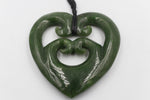 New Zealand Greenstone Heart with Quad Koru GC082