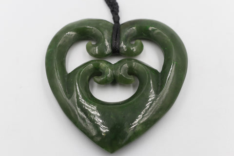 New Zealand Greenstone Heart with Quad Koru GC082