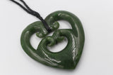 New Zealand Greenstone Heart with Quad Koru GC082