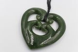 New Zealand Greenstone Heart with Quad Koru GC082