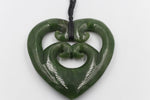 New Zealand Greenstone Heart with Quad Koru GC082