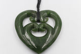 New Zealand Greenstone Heart with Quad Koru GC082