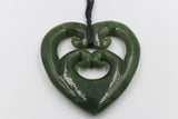 New Zealand Greenstone Heart with Quad Koru GC082