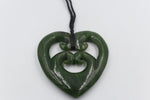 New Zealand Greenstone Heart with Quad Koru GC082