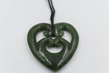 New Zealand Greenstone Heart with Quad Koru GC082
