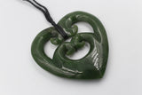 New Zealand Greenstone Heart with Quad Koru GC082