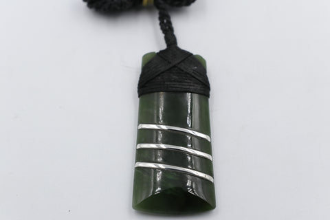 Stg Silver set New Zealand Greenstone Toki SJ08S