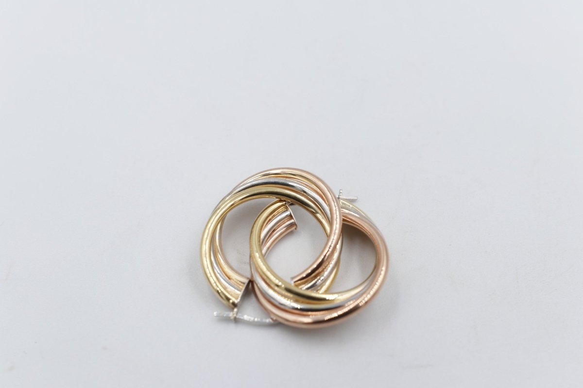 9ct Gold 3 tone crossover Earrings 200BC698/9900