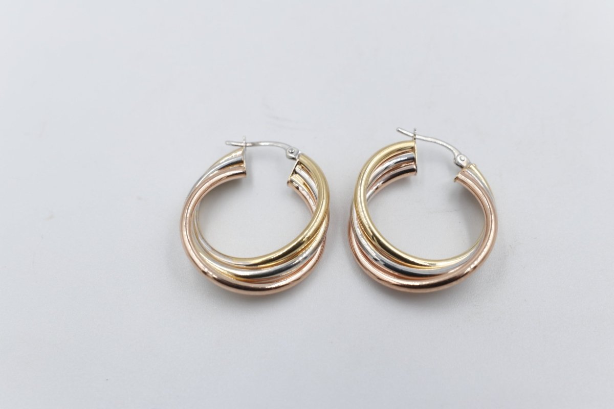 9ct Gold 3 tone crossover Earrings 200BC698/9900