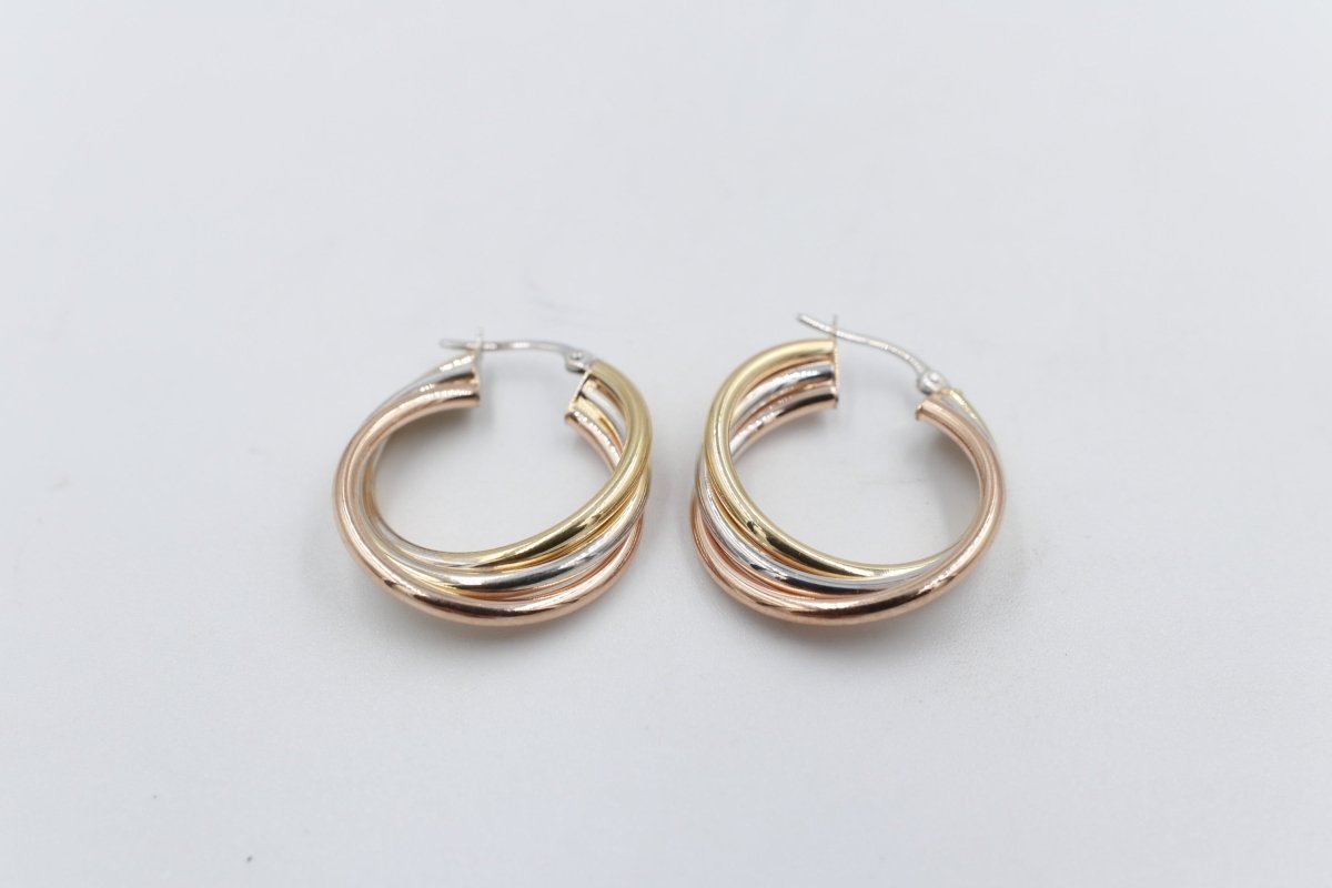 9ct Gold 3 tone crossover Earrings 200BC698/9900
