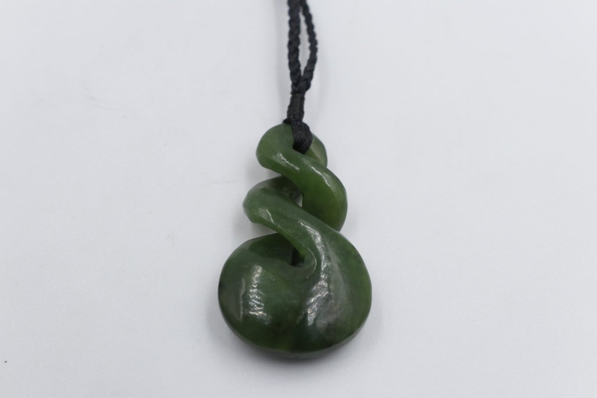 New Zealand Greenstone Double Twist Pendant GC050