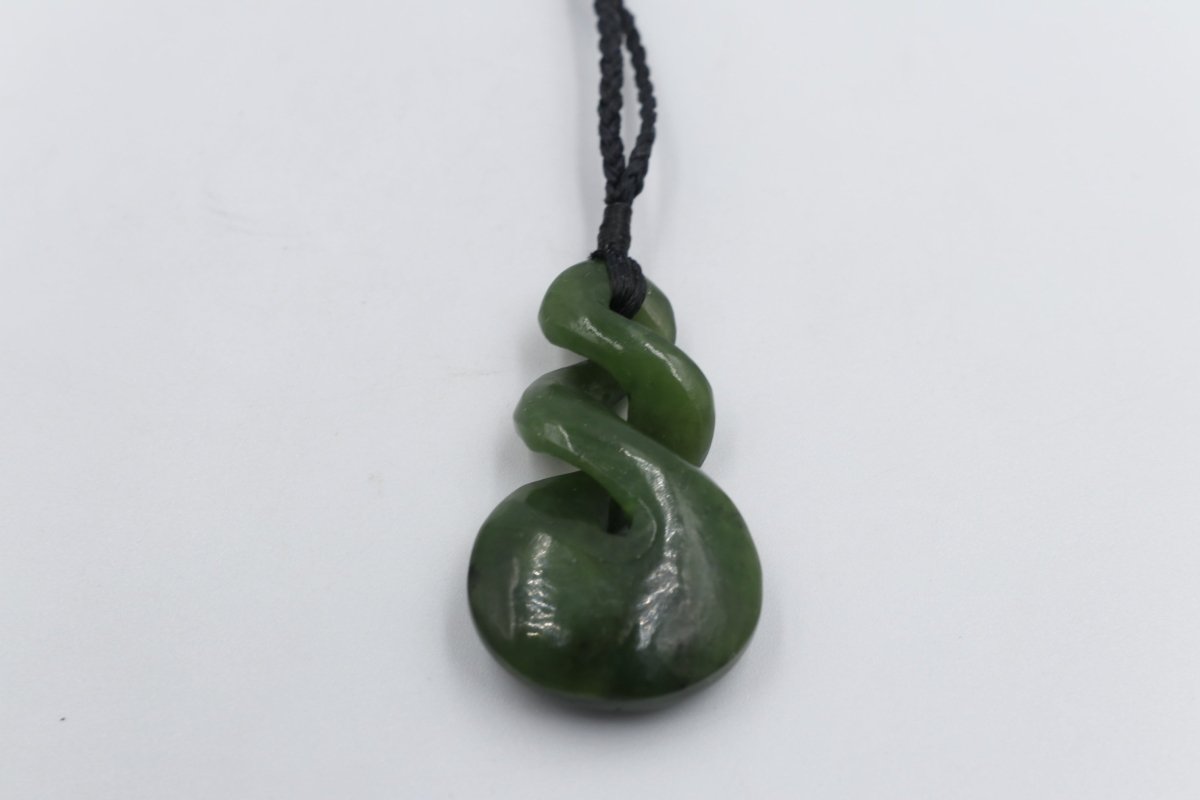 New Zealand Greenstone Double Twist Pendant GC050