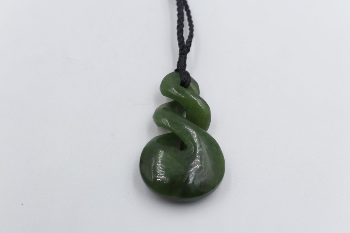 New Zealand Greenstone Double Twist Pendant GC050