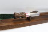 New Zealand Native Wood 21st Taiaha with base & Greenstone Blade
