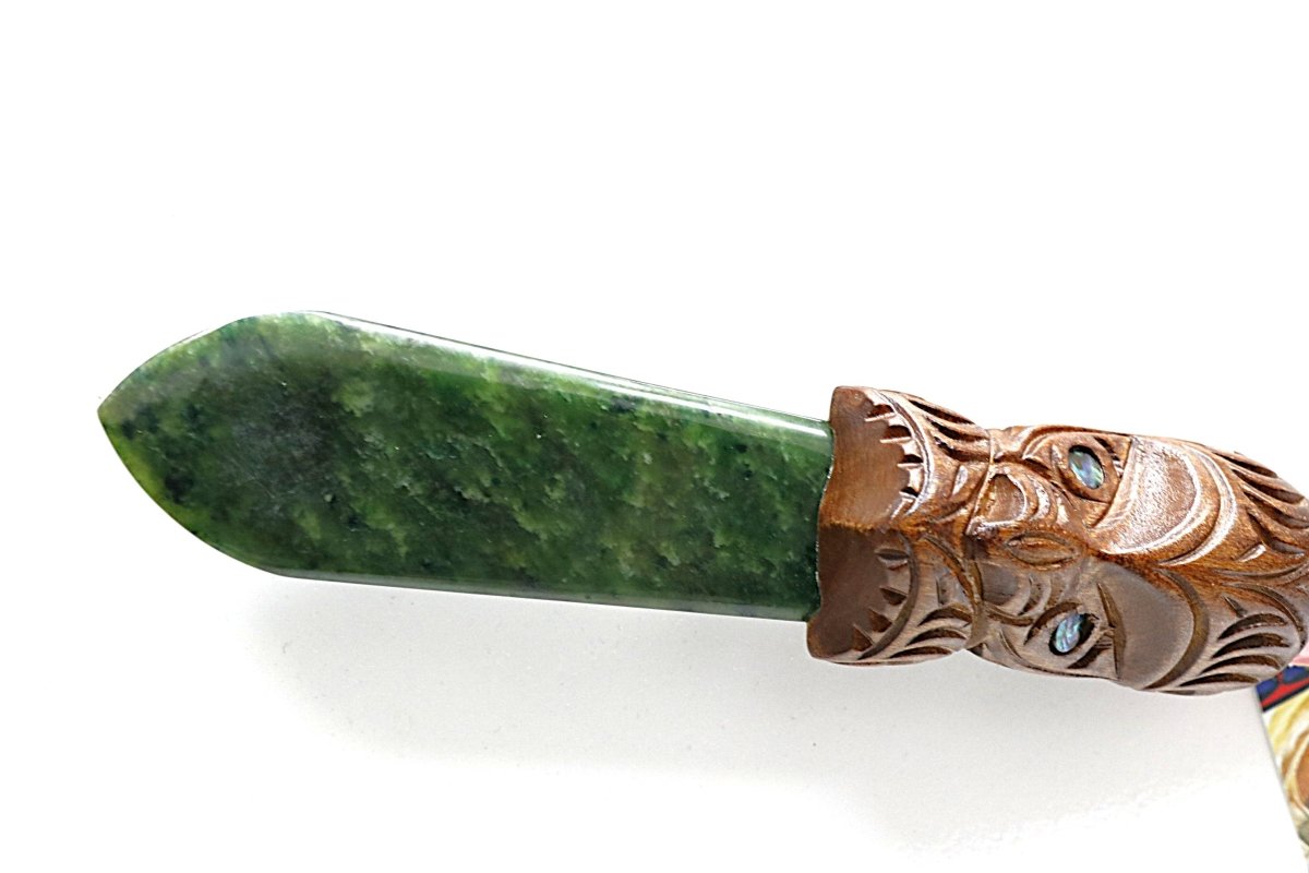 New Zealand Made Wooden and Greenstone Full Size Taiaha WM978J