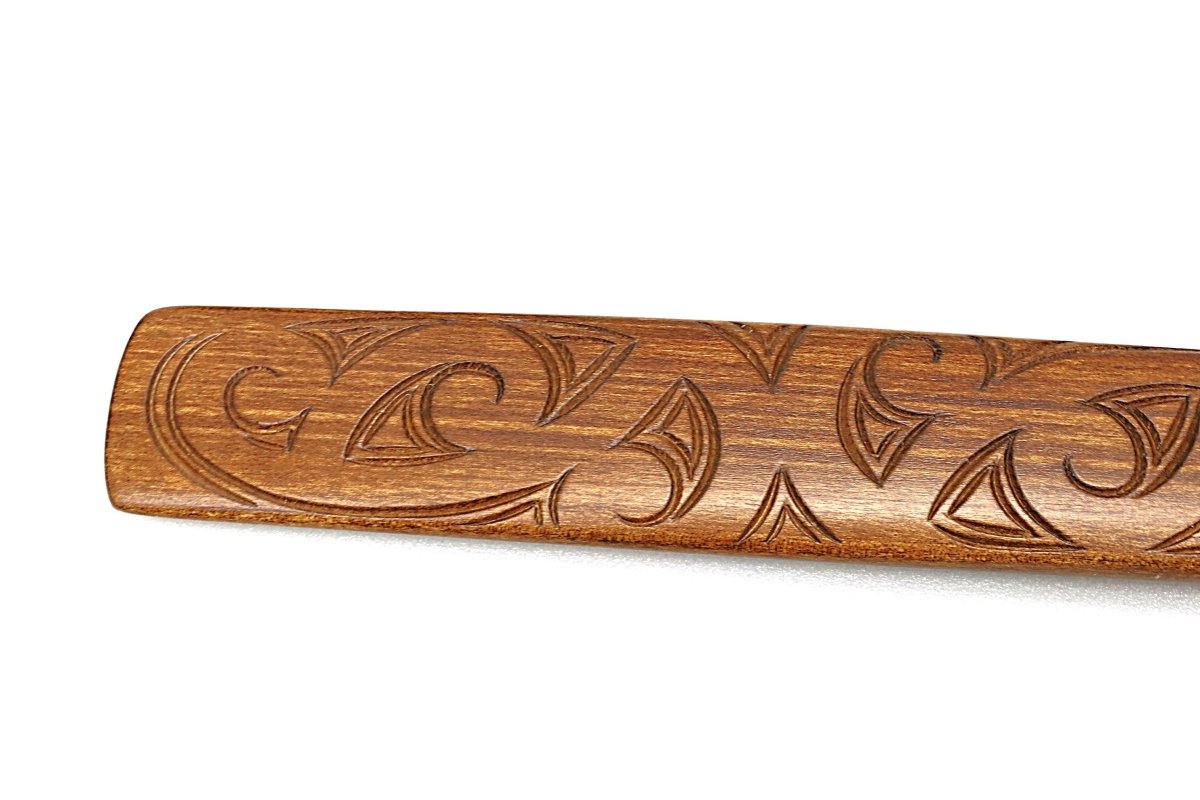 New Zealand Made Wooden and Greenstone Full Size Taiaha WM978J